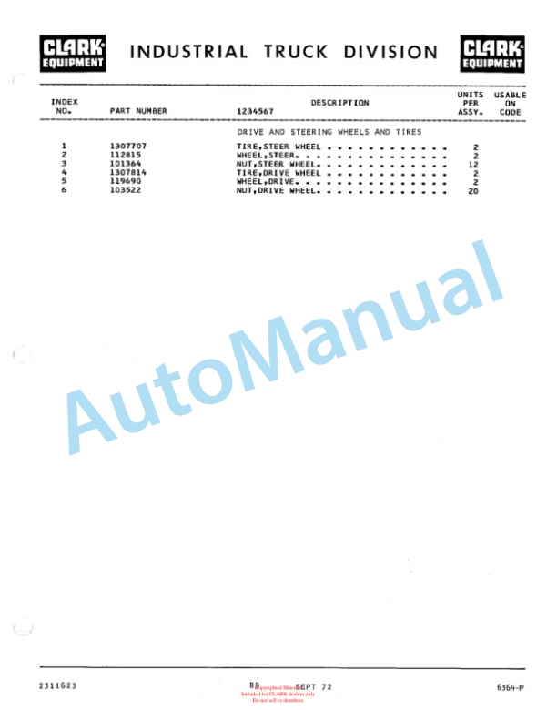 Clark C 500-60 Truck, Lift, Fork, Gasoline Powered Technical Manual-2