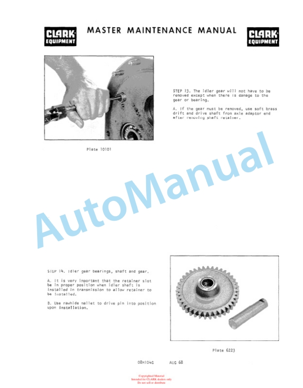 Alternative view of Clark C 500 Overhaul Manual OH-339