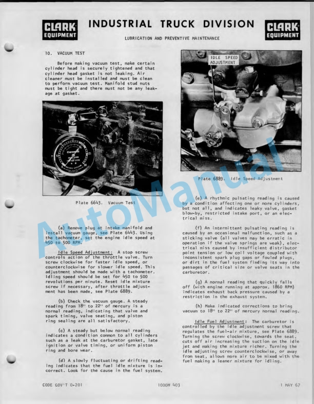 Clark C-60 Operator Maintenance Parts Manual O-226-4