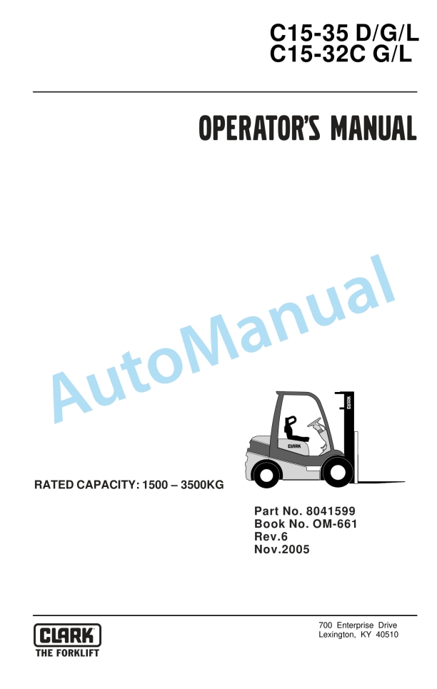 Clark C15-35 D, G, L, C15-32C G, L Operator Manual OM-661
