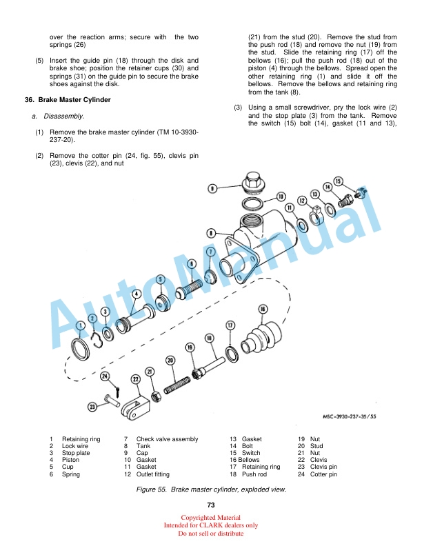 Clark C20B-1632032-100, C20B-1632033-127 Truck, Lift, Fork, Gasoline Technical Manual TM10-3930-237-35-4