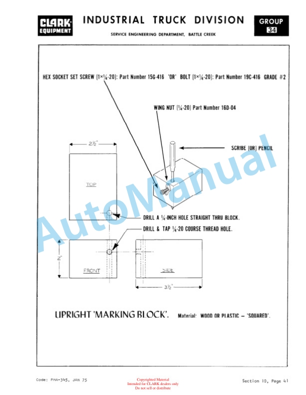 Clark C300 Gas, Y466 Planned Maintenance and Adjustment Procedures Manual PMA-389-4