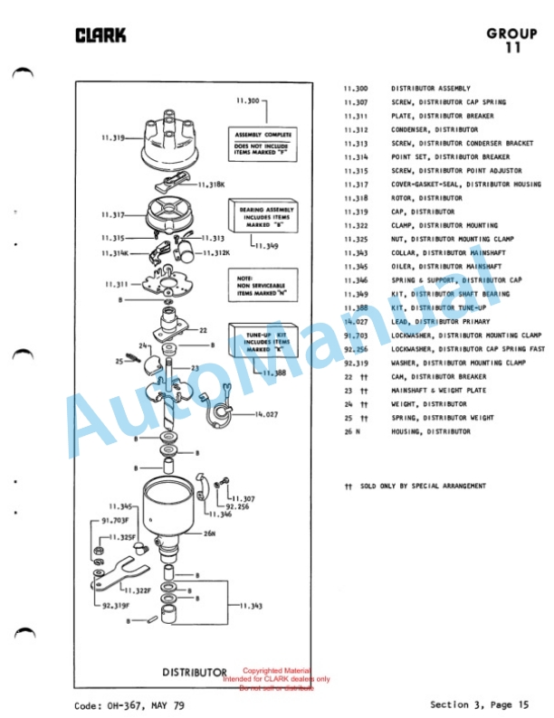 Clark C300Y40 Gas and LPG Powered Overhaul Instructions OH-389-2
