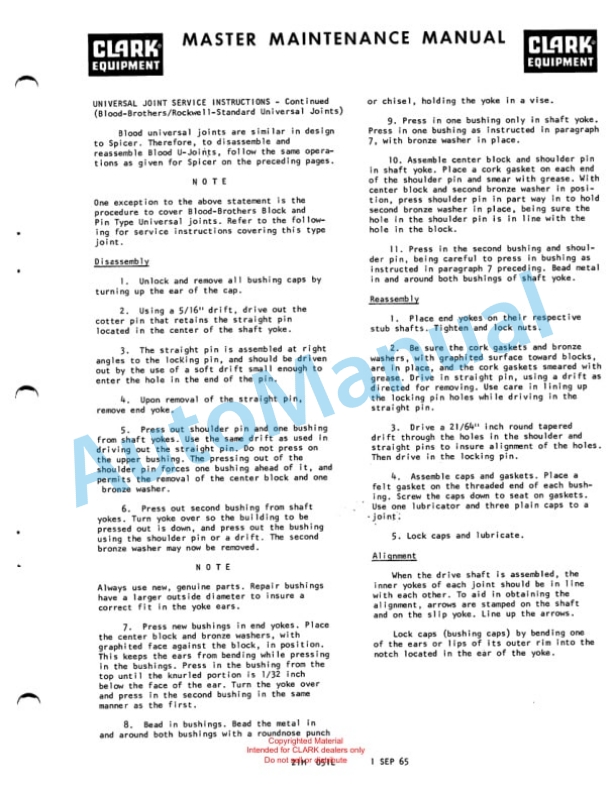 Clark C300Y40 Gas and LPG Powered Overhaul Instructions OH-389-3