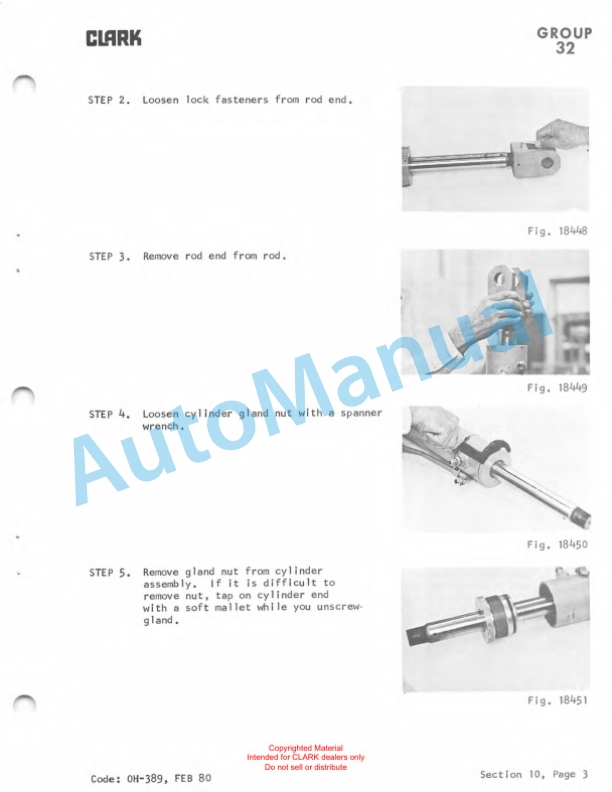 Clark C300Y40D Diesel Powered Overhaul Instructions OH-435-5