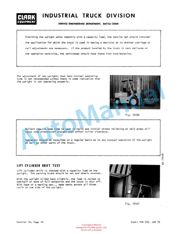 Clark C355 and Y355 PD Planned Maintenance and Adjustment Procedures Manual PMA-391-3