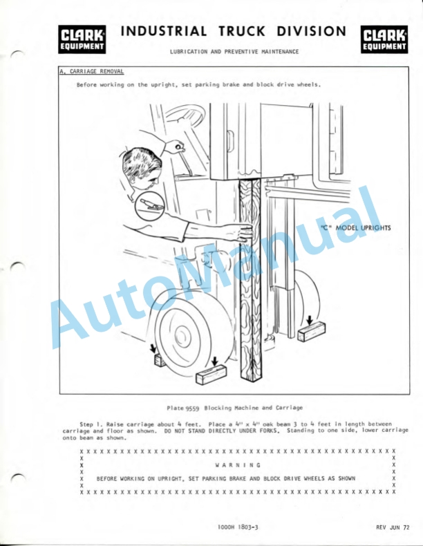 Clark C500 100-200 D, C500 Y100-150 D Operator Manual O-299-4