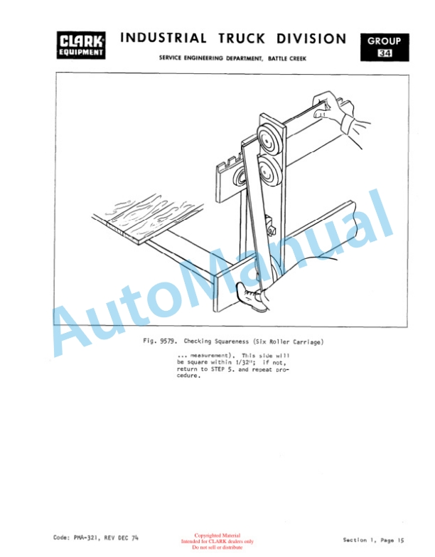 Clark C500 160, C500 300 Planned Maintenance and Adjustment Procedures Manual PMA-354-2