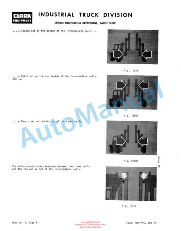 Clark C500 160, C500 300 Planned Maintenance and Adjustment Procedures Manual PMA-354-4