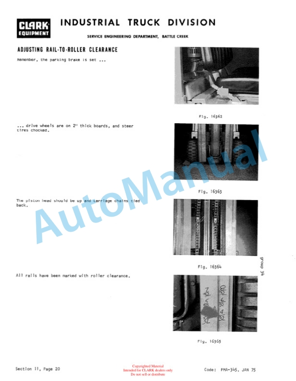 Clark C500 160, C500 300 Planned Maintenance and Adjustment Procedures Manual PMA-354-5
