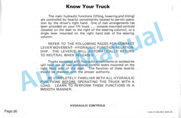 Clark C500 20-100 Operator Instruction Manual OI-328-2