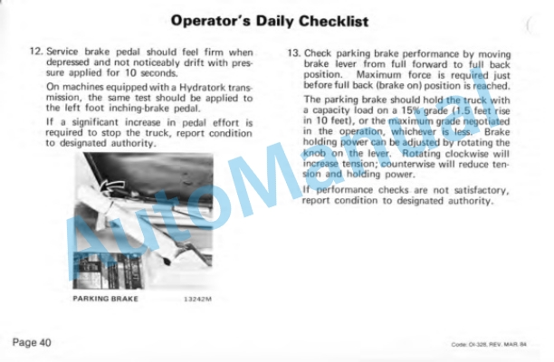 Clark C500 20-100 Operator Instruction Manual OI-328-4