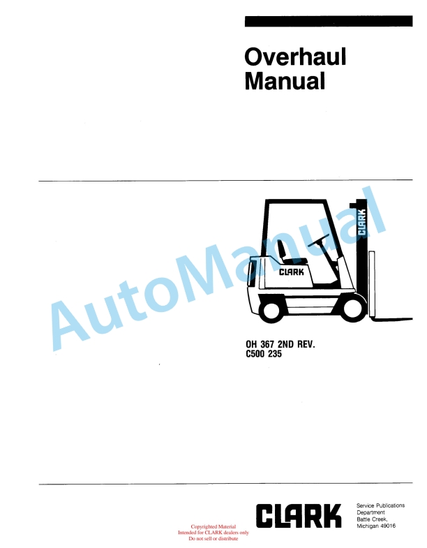 Clark C500 235 Overhaul Manual OH-367