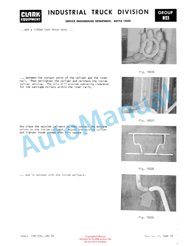 Clark C500 355 LPG Planned Maintenance and Adjustment Procedures Manual PMA-274-4