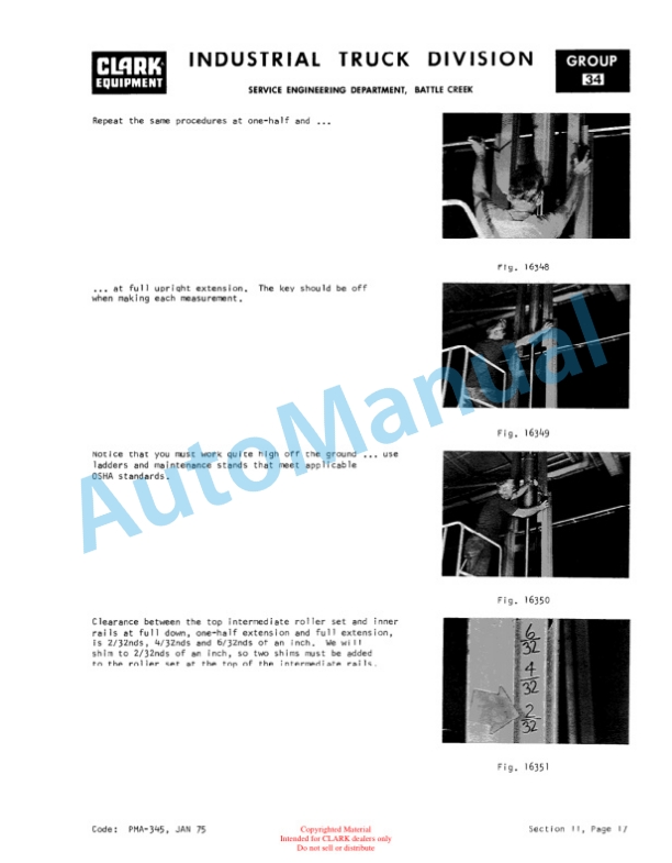 Clark C500 355 Waukesha Diesel Planned Maintenance and Adjustment Procedures Manual PMA-275-5