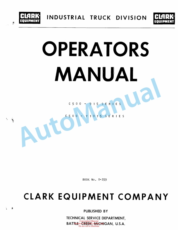 Clark C500-915, C500-Y1015 Series Operator Manual O-259