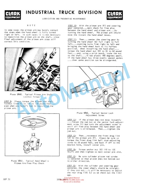 Clark C500-915, C500-Y1015 Series Operator Manual O-259-2