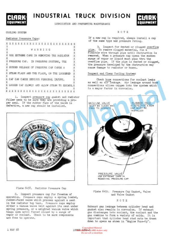 Clark C500-915, C500-Y1015 Series Operator Manual O-259-3