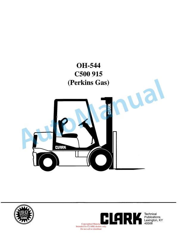 Clark C500 915 Perkins Gas Overhaul Manual OH-544
