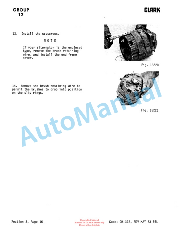 Clark C500 915 Perkins Gas Overhaul Manual OH-544-2