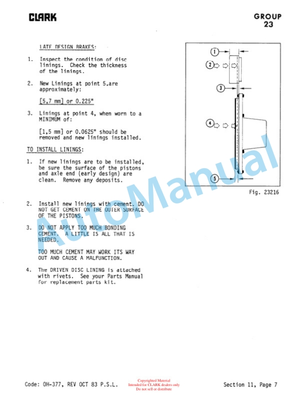 Clark C500 915 Perkins Gas Overhaul Manual OH-544-3