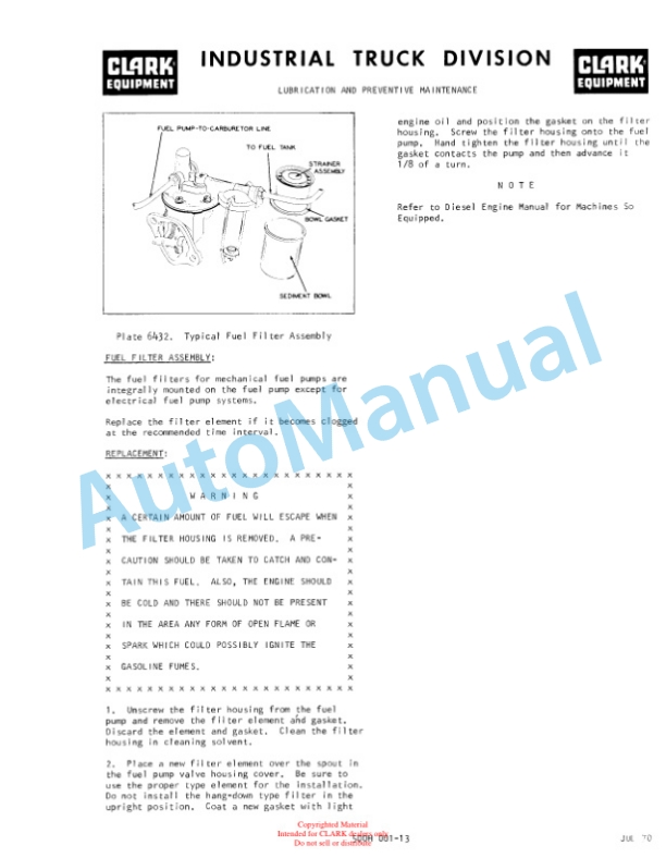 Clark C500-C-685, C500-CY-685 Operator Manual O-230-1-2