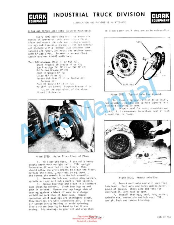 Clark C500-H685, C500-HY685 Operator Manual O-253-2-3