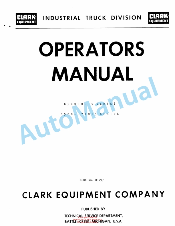 Clark C500-H915, C500-HY1015 Series Operator Manual O-297