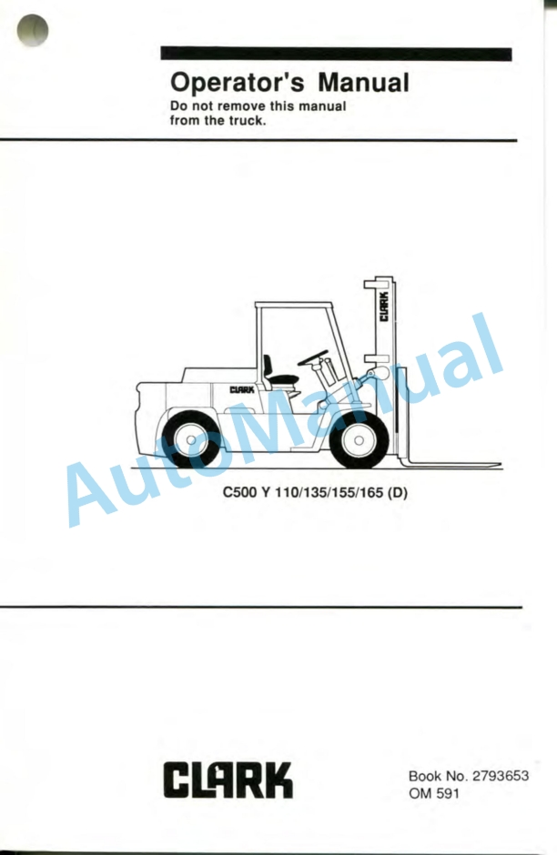 Clark C500 Y 100-135-155-165 D Operator Manual OM-591