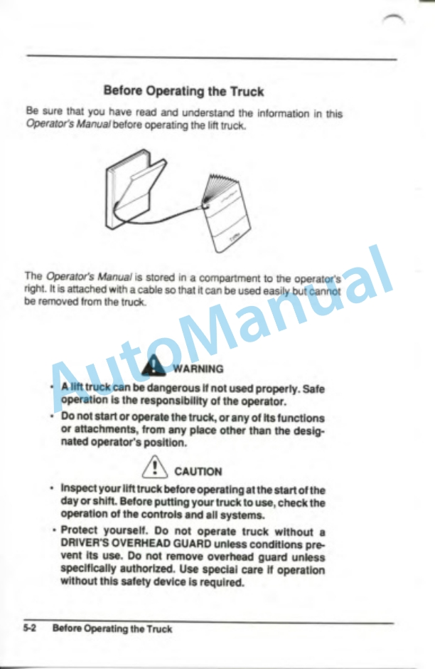 Clark C500 Y 100-135-155-165 D Operator Manual OM-591-2