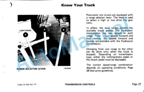 Clark C500-Y 100-150 Operator Instruction Manual OI-335-2