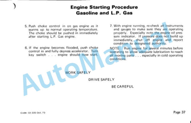 Clark C500-Y 100-150 Operator Instruction Manual OI-335-3