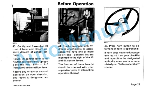 Clark C500 Y 110-150 Operator Instruction Manual OI-402-3