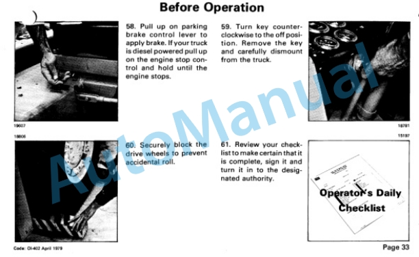 Clark C500 Y 110-150 Operator Instruction Manual OI-402-4