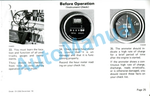 Clark C500-Y 160-300 Operator Instruction Manual OI-338-2
