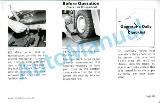 Clark C500-Y 160-300 Operator Instruction Manual OI-338-3