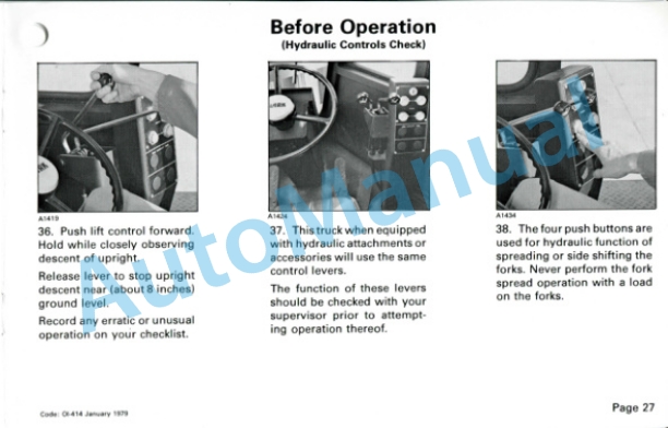 Clark C500 Y 400-600 Operator Instruction Manual OI-414-3