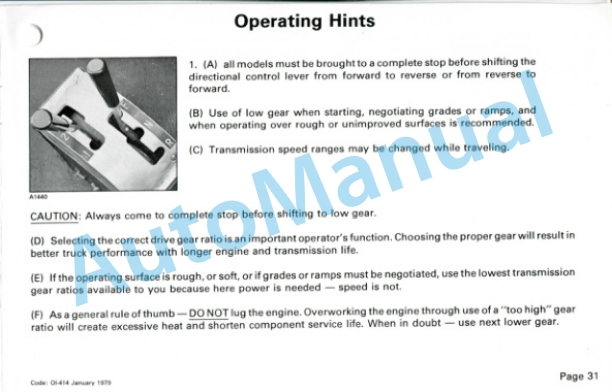 Clark C500 Y 400-600 Operator Instruction Manual OI-414-4