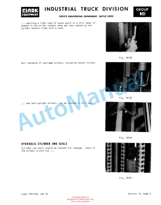 Clark C500 Y 60-S100 D Planned Maintenance and Adjustment Procedures Manual PMA-539-3