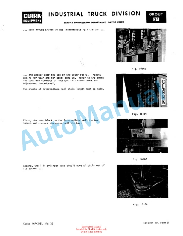 Clark C500 Y 685 Gas and LPG Planned Maintenance and Adjustment Procedures Manual PMA-276-3