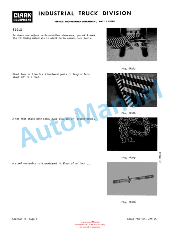 Clark C500 Y 685 Gas and LPG Planned Maintenance and Adjustment Procedures Manual PMA-276-5