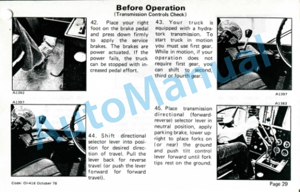 Clark C500 Y 800 Operator Instruction Manual OI-416-4