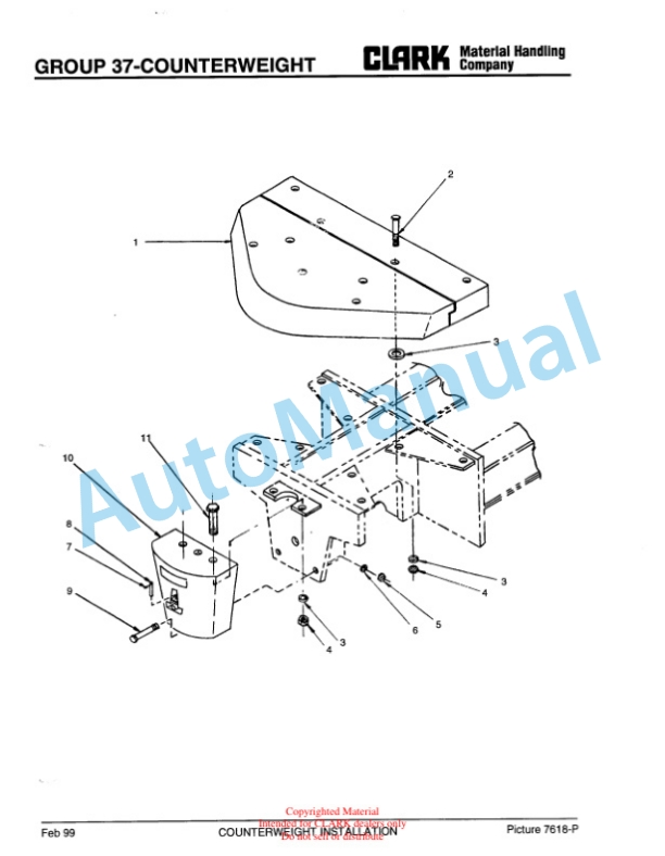 Clark C500 Y 950 CH Container Handler Lift Truck Parts Book PM-X178-2