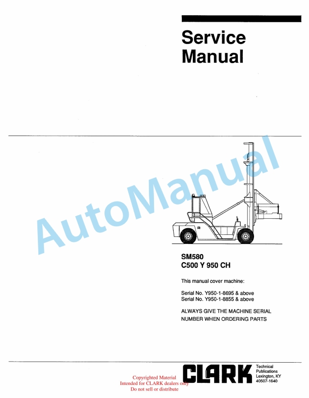 Clark C500 Y 950 CH Service Manual SM-580