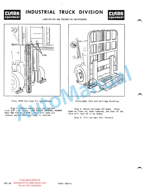 Clark C500 Y Gas Operator Manual O-281-4