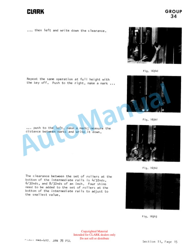 Clark C500, Y1015 Gas Planned Maintenance and Adjustment Procedures Manual PMA-402-5