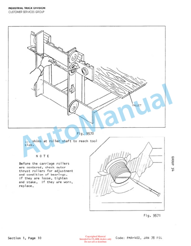 Clark C500 Y110, C500 Y135, C500 Y155 Planned Maintenance and Adjustment Procedures Manual PMA-403-2