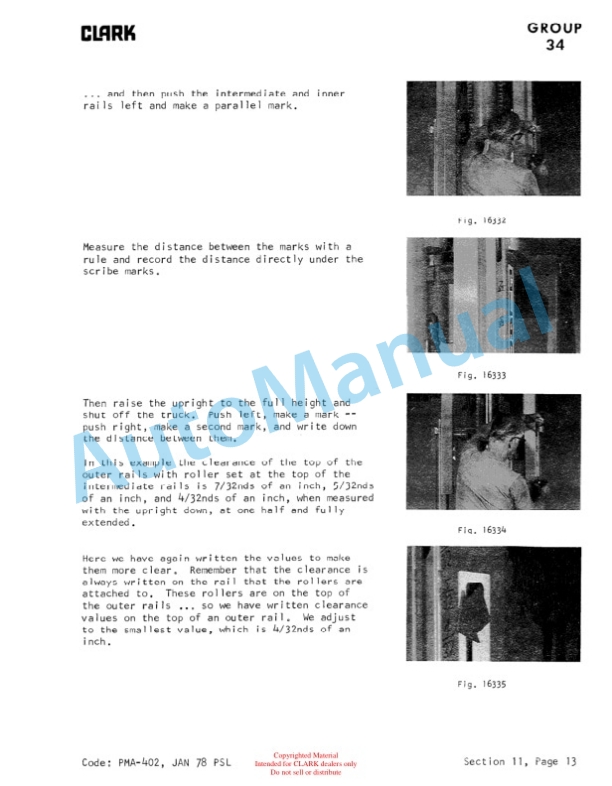 Clark C500 Y110, C500 Y135, C500 Y155 Planned Maintenance and Adjustment Procedures Manual PMA-403-5