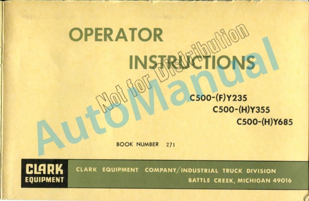 Clark C500-Y235, C500-FY235, C500-Y335, C500-HY335, C500-Y685, C500-HY685 Operator Instructions OI-271