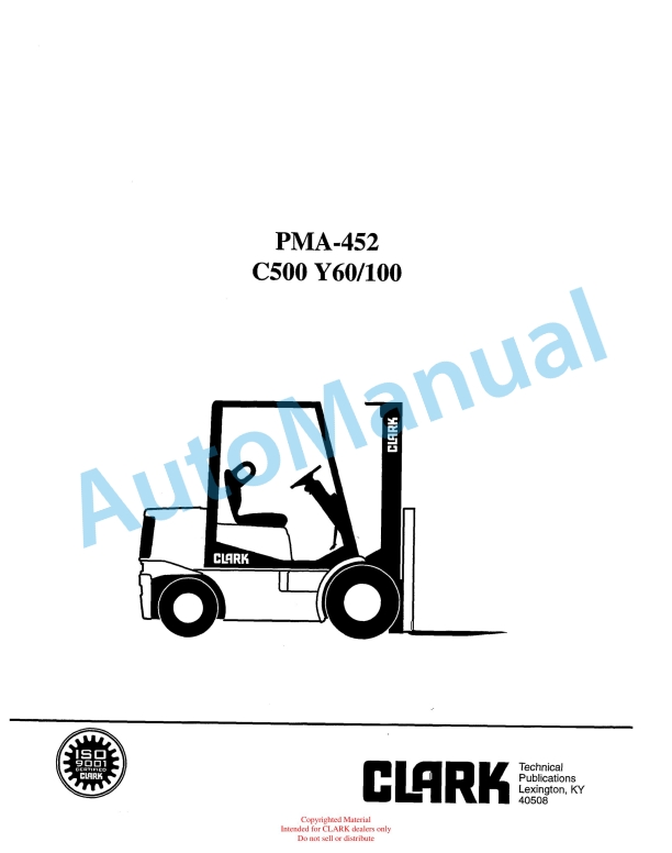 Clark C500 Y60, C500 Y100 Planned Maintenance and Adjustment Procedures Manual PMA-452